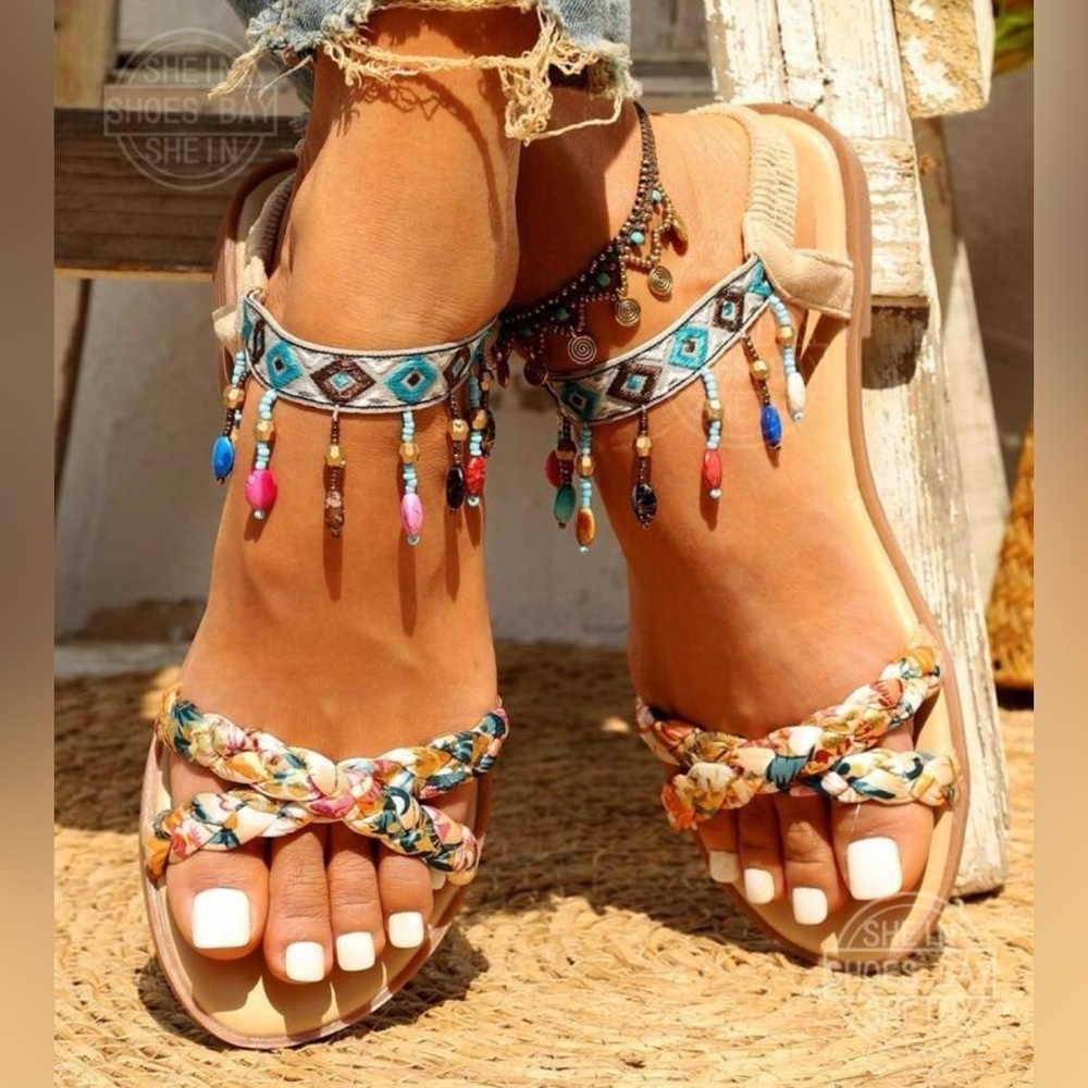LAST ONE Colorful Beaded Women's Sandals